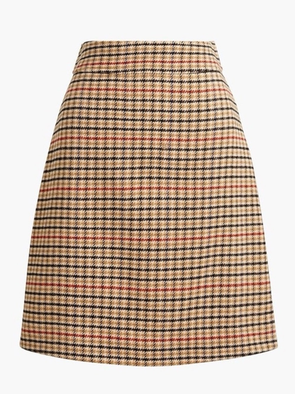 J. Crew Factory Plaid Wool Blend A-Line Skirt Light Khaki 2 NWT